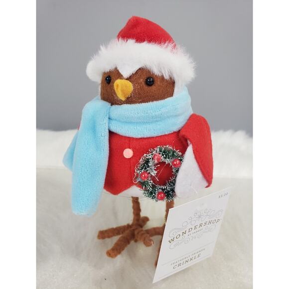 NEW! Target 2023 Featherly Friends Christmas Bird CRINKLE Santa hat, Wreath CUTE - Picture 1 of 4